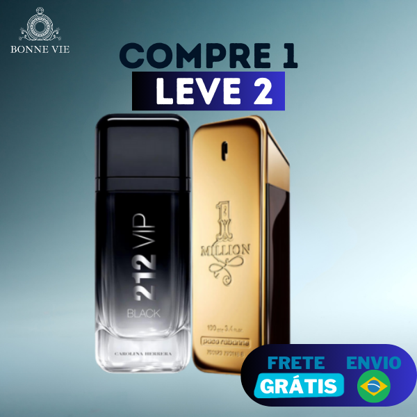 COMPRE 1 LEVE 2 - Perfumes Masculinos Importados (100ml) - 1 million, 212 Vip Men [ESQUENTA BLACK]